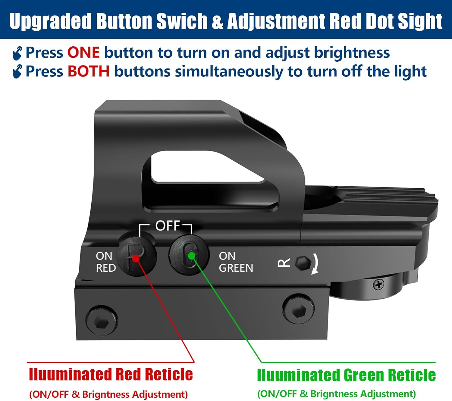 UUQ 4-16x50 Tactical Rifle Scope Red/Green Illuminated Range Finder Reticle W/Laser Sight and Holographic Reflex Dot Sight