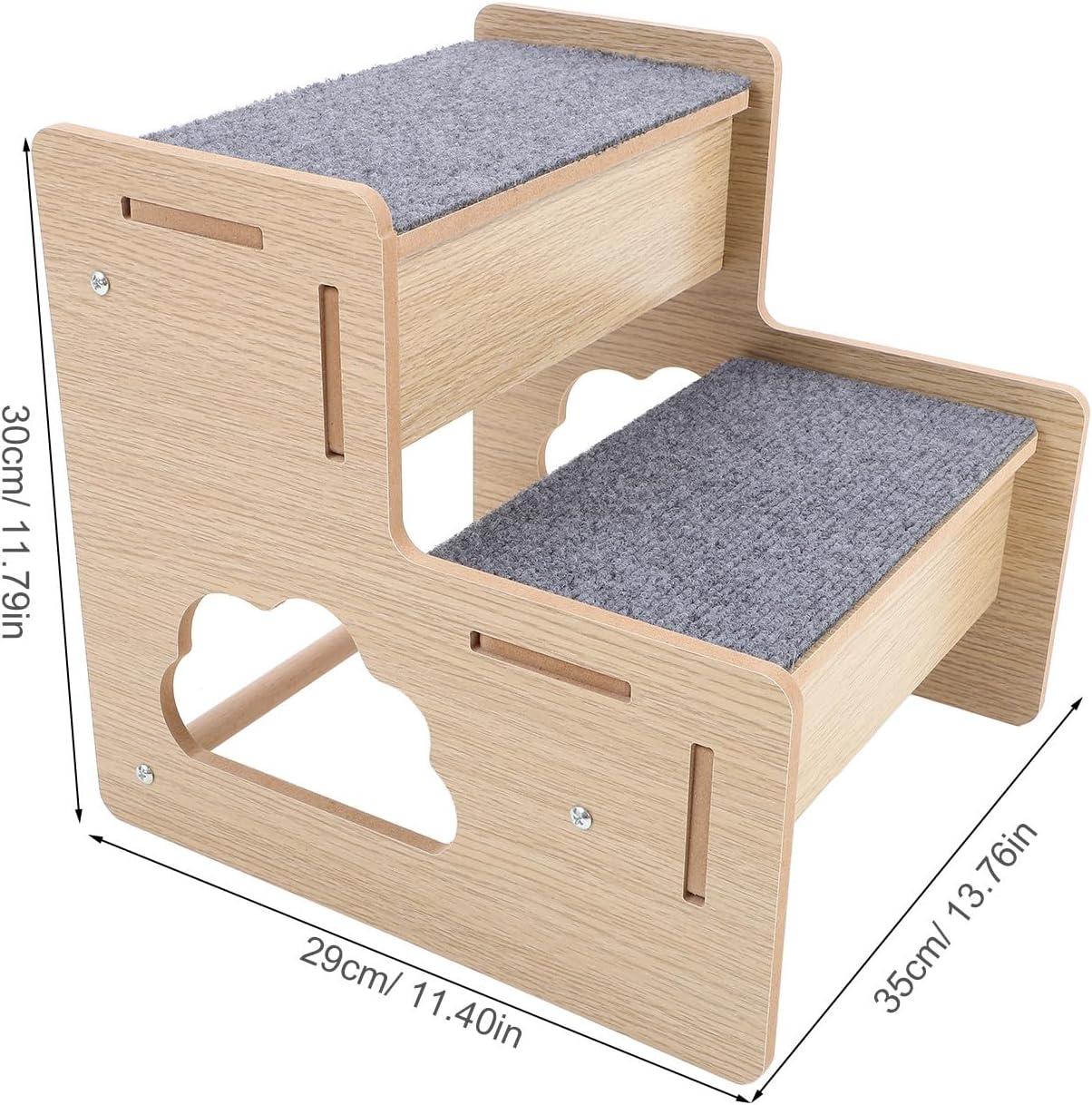 Wooden 2-Step Pet Stairs for Small Dogs and Kittens Portable Puppy Stair Ladder with Non-Slip Surface for Indoor Use