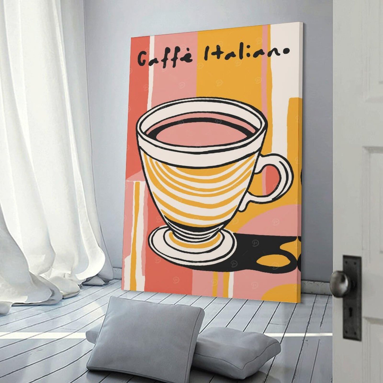 Junmoney Caffe Italiano Wall Art Wall Decor Canvas Print 20x30inch(50x75cm), for Study, Office Or Apartment Decor, A Wall Art Gift for Fresh Interiors