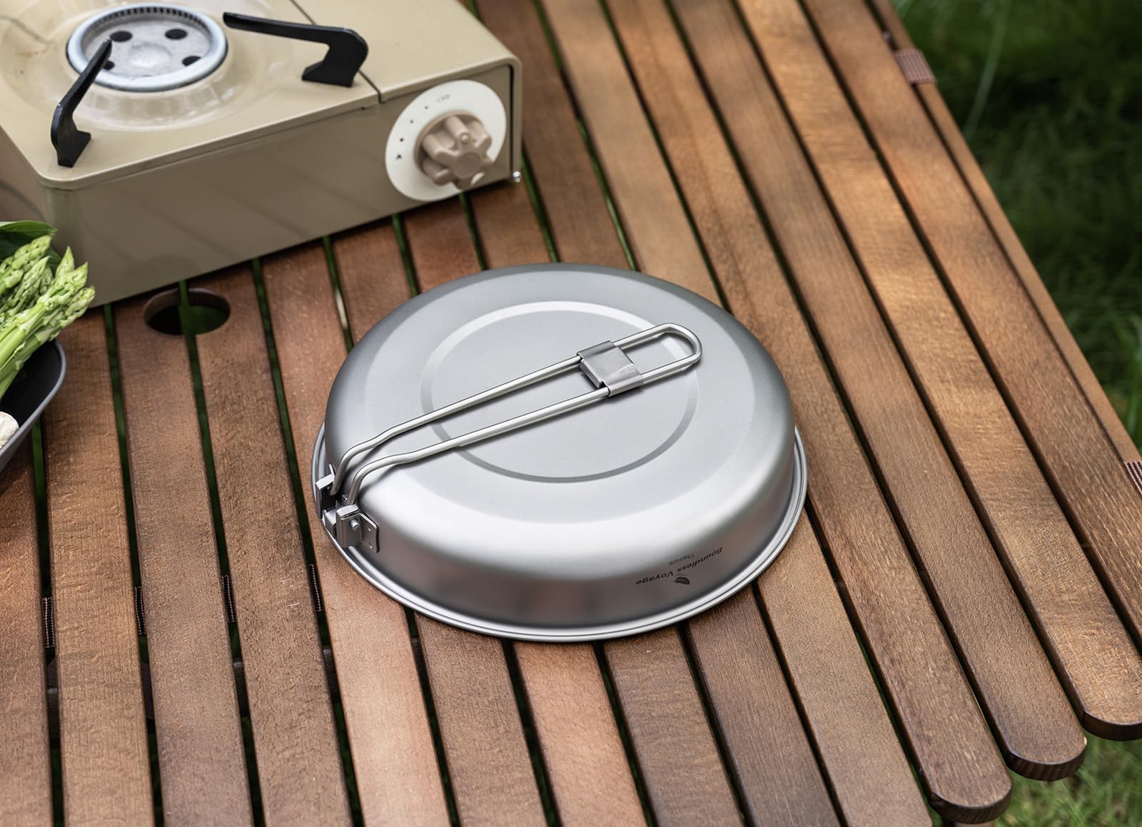 Boundless Voyage Camping Pfanne für Gaskocher Titan Bratpfanne 22.8cm/1.5L Ultraleichtes Camp Kochgeschirr Grillpfanne zum Kochen Ei Steak, Ti2070C