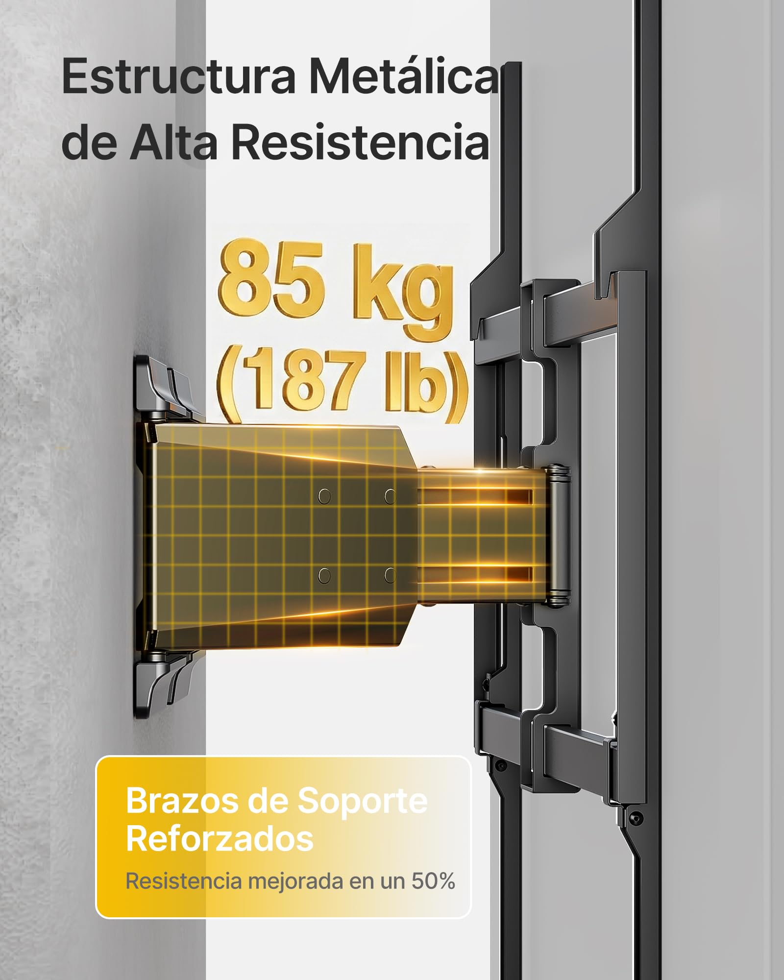 monTEK Soporte TV Ultrafino Reforzado para 50-100" | Soporte TV articulado con giro, inclinación y extensión, hasta 85 kg, doble brazo y VESA máx. 800x600.