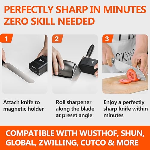 Miniatura 2 de Longzon ZForge - Afilador de cuchillos eléctrico ajustable de 10 a 25, fácil de afilar, kit de afilador de cuchillos de cocina profesional con