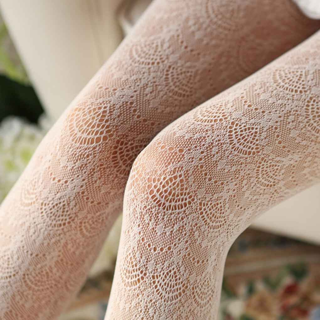 Collants Vintage En Dentelle à Pois Pour Femme - Motif Fleurs Roses, Nylon Élastique, Taille Unique | Pour Fête, Festival, Style Rétro & Quotidien