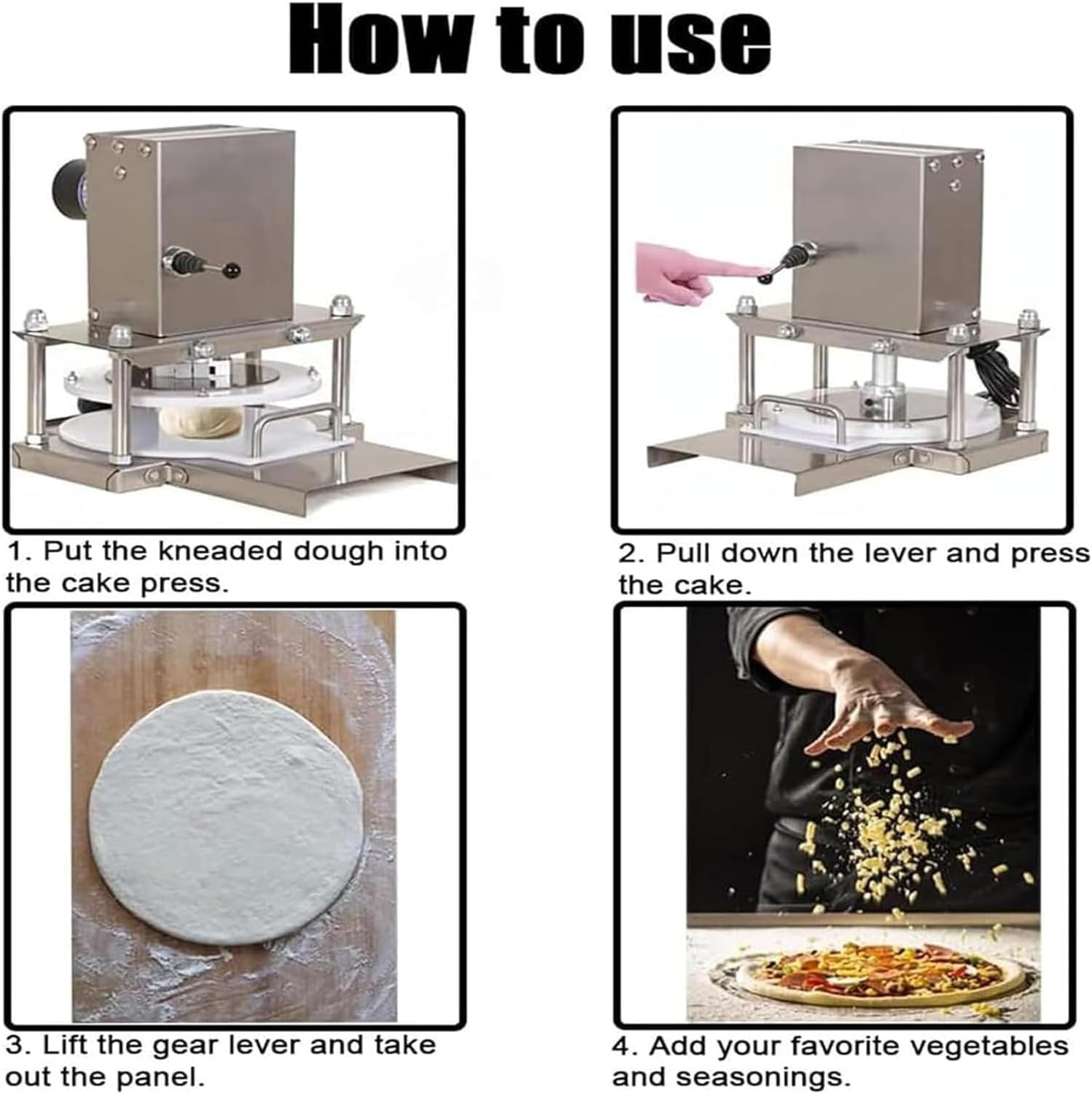 Pressa per Pasta Elettrica Professionale Regolazione Spessore,Facile da Pulire & Usare,Adatto per la preparazione di tortillas, pizzerie e panetterie