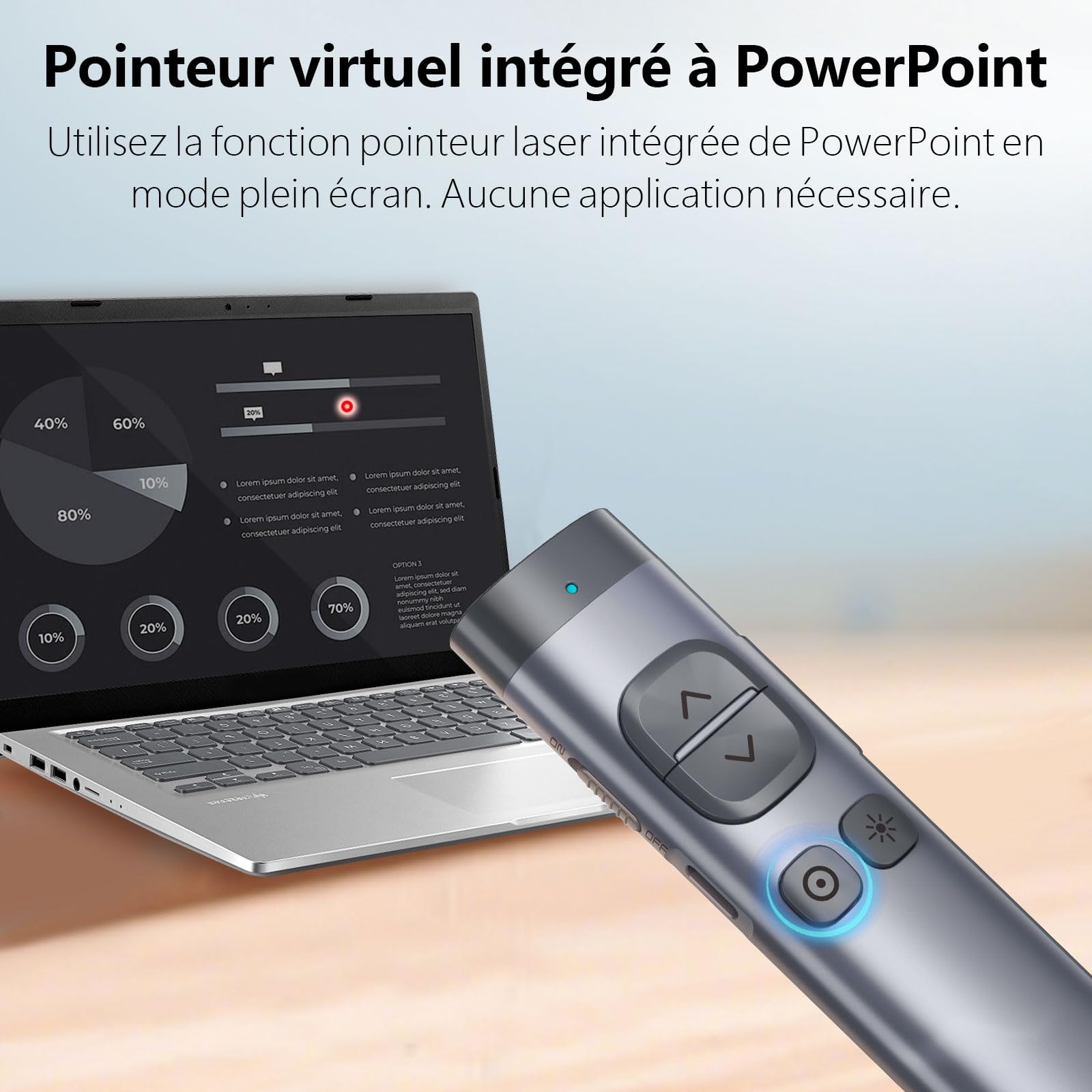 Norwii N97 Clicker de présentation d'écran TV Bluetooth Wireless Presenter Pointeur numérique