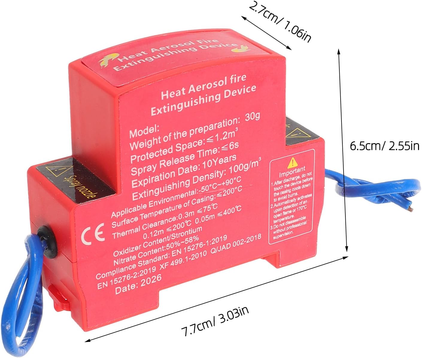 Car Fire Extinguisher: Automatic Fire Extinguishing Device with Adhesive, for Electrical Appliance Safety in Vehicle, RV, and Marine, 30g
