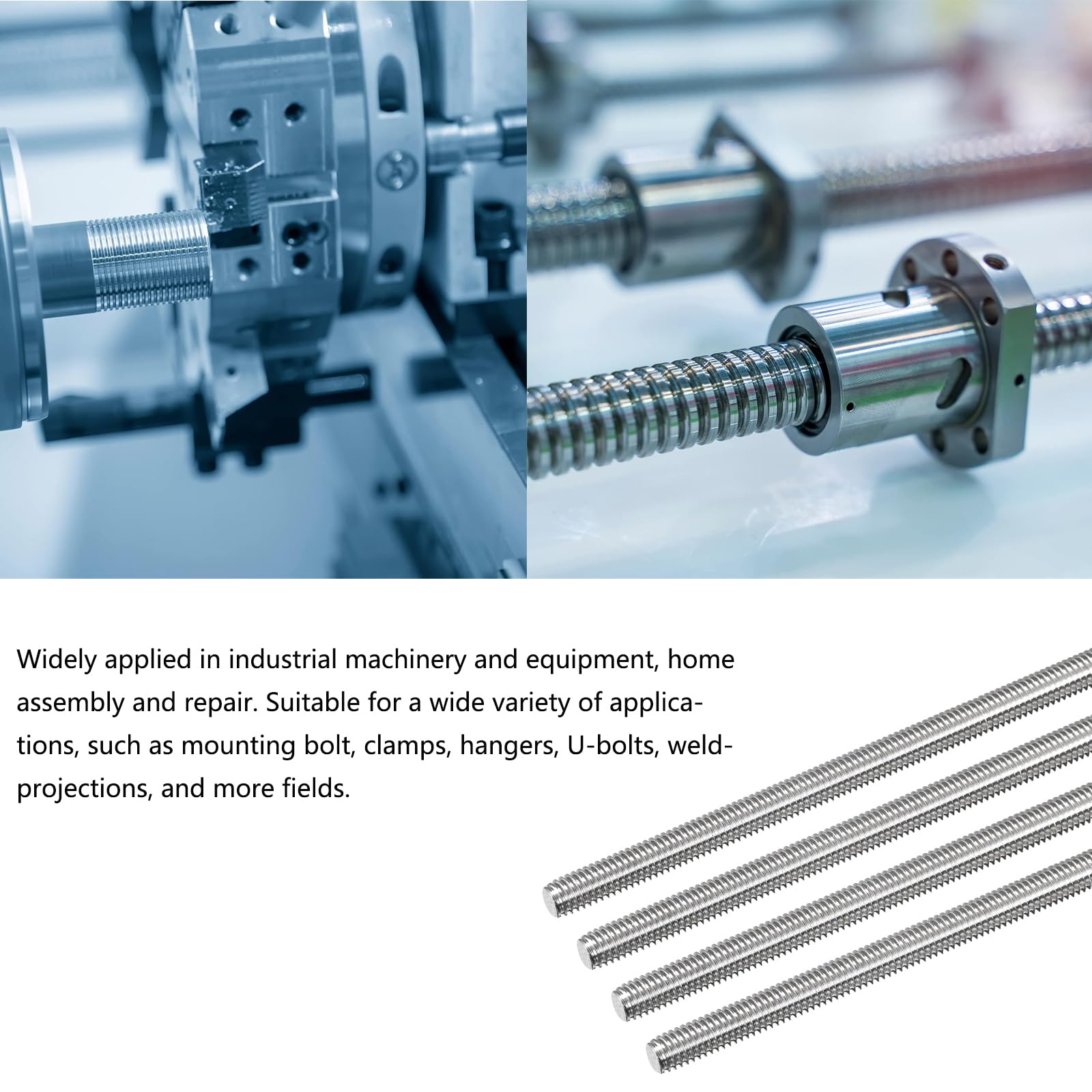 TOP-VIGOR 6Pcs M3 x 200mm Fully Threaded Rod, 304 Stainless Steel Right Hand Threads Rods - Image 4