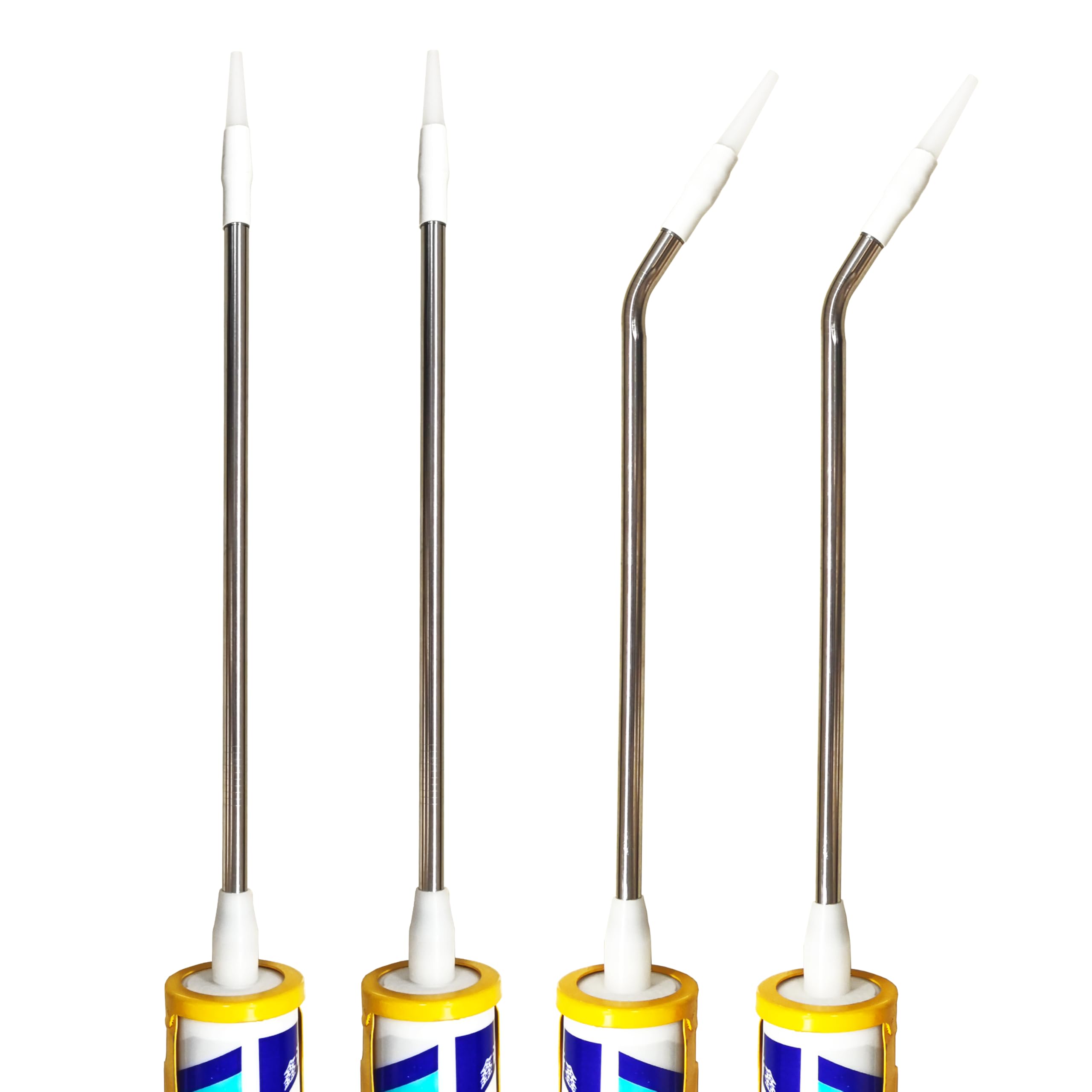 Cqhkinghai Four Glass Glue Nozzles, One Straight And One Curved,Long Sausage Glue Nozzle,Stainless Steel Material,Caulking Nozzle Extension,Sealing For Special Places