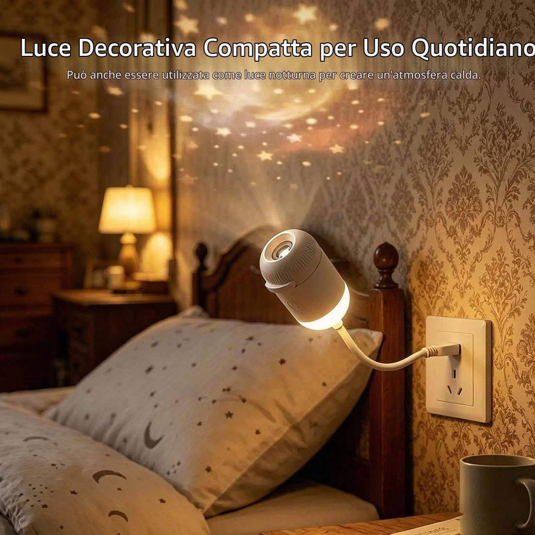 Proiettore galassia 2 in 1 con luce notturna, con 3/6/12 pellicole scorrevoli, per luce portatile USB con cielo stellato, rotazione a 360°, con luminosità dimmerabile per camera da letto. (12pcs)