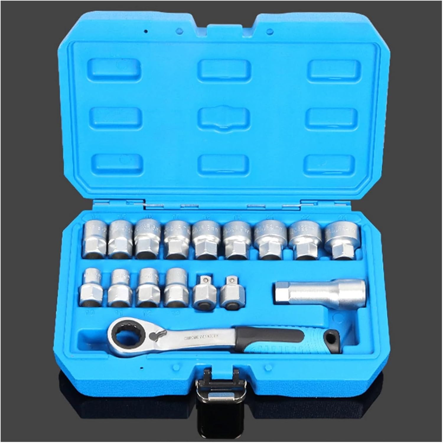 17Pcs Generic Socket Ratchet Wrench Set Spanner Storage Case Mechanic Tool Drill Bit Socket Compatible with Bicycles Garage Car Trunk Home