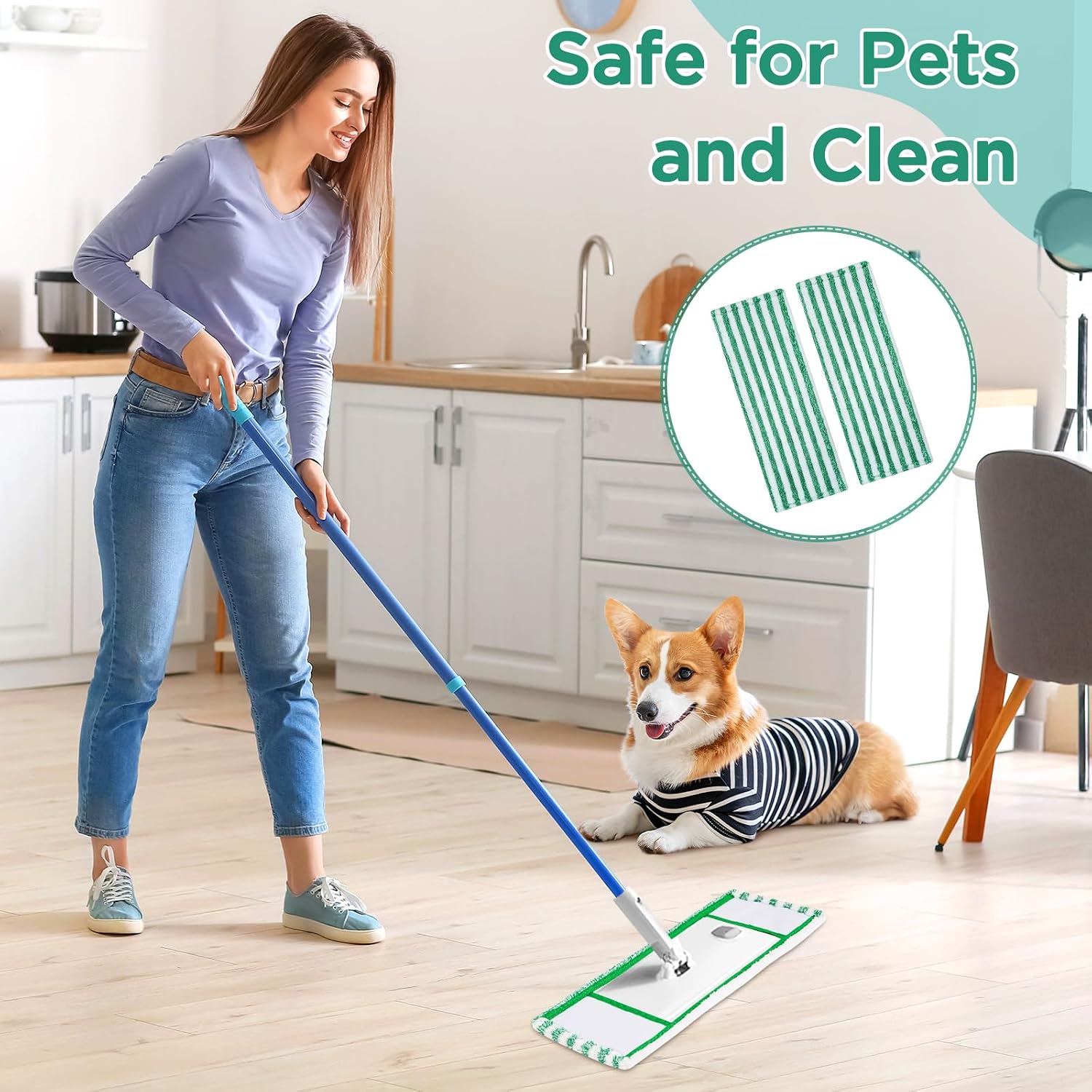 Microfiber Mop with Washable Reusable Pad, 360 Degree Rotating Head for Hardwood Floor Cleaning, Lightweight Design Ideal for Home Kitchen Bathroom Tile Care (4pcs) image 4