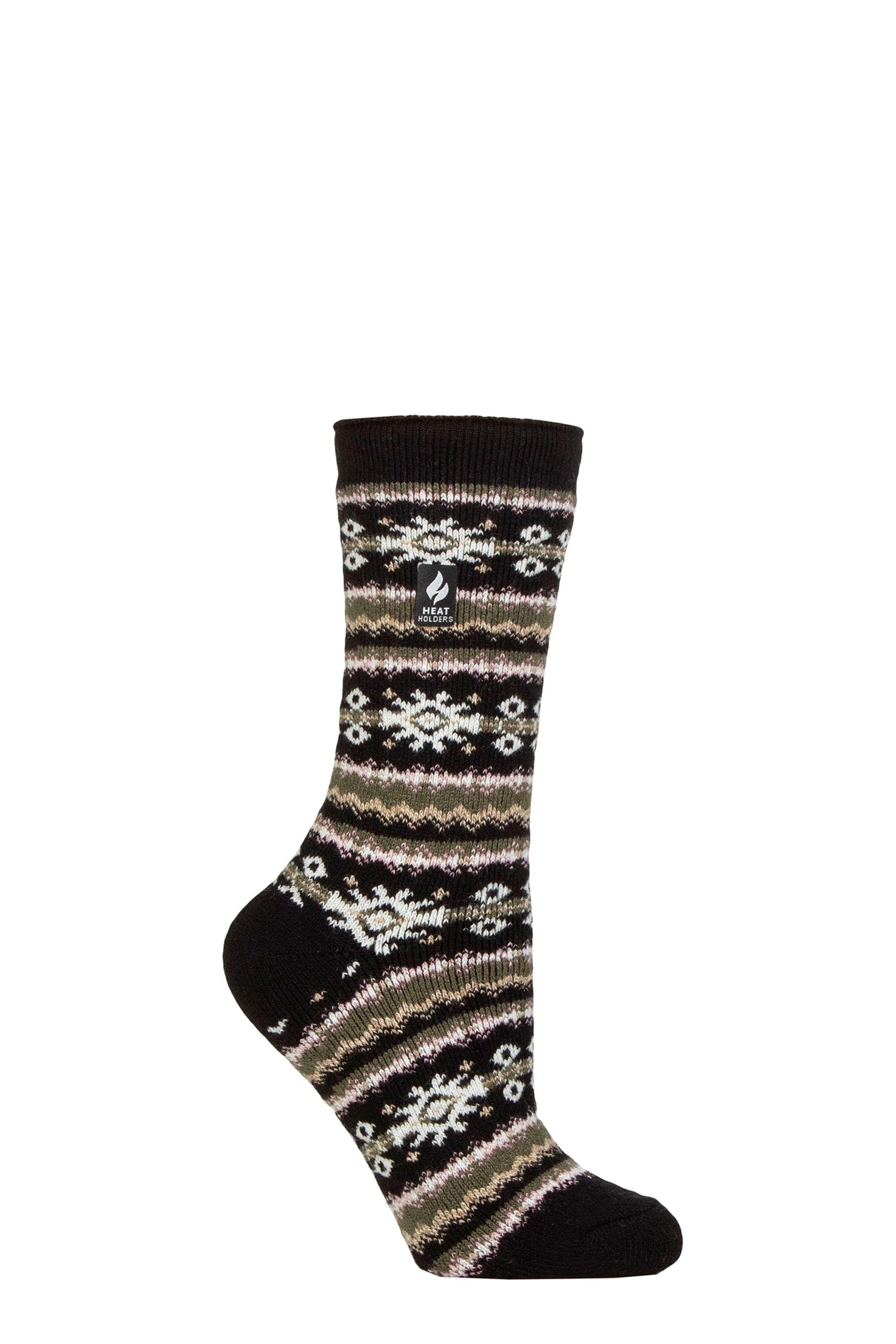 Ladies Lite Nordic Thermal Socks - Black & Olive