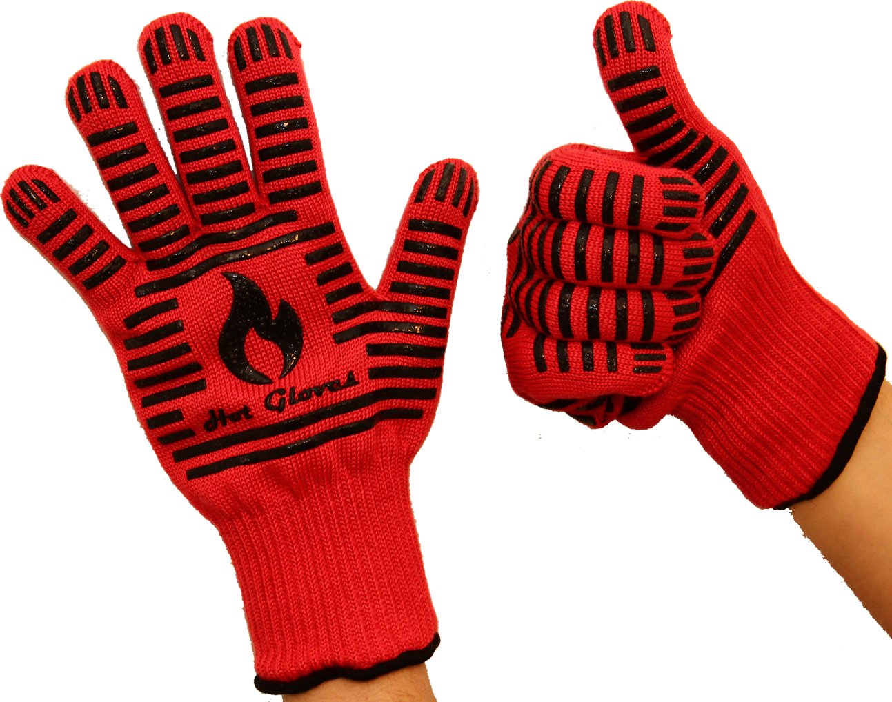 Extreme Heat Resistant Cooking Gloves - Premium Quality - Oven Gloves - BBQ Gloves (2 Gloves - Red) + Bonus: Premium BBQ Recipes Cookbook