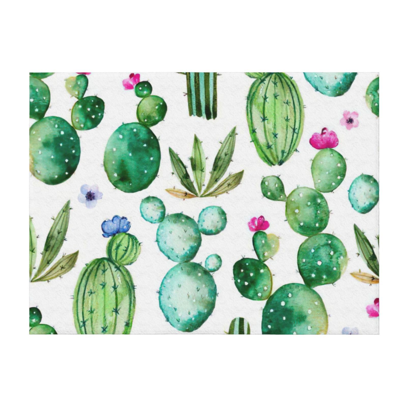 Couverture légère toutes saisons au motif cactus pour lit et fauteuil