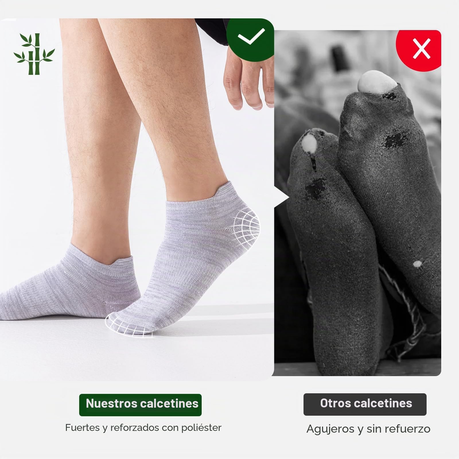 Niorasen Calcetines Tobilleros Hombre de Bambú 43-46, Calcetines Cortos Mujer 37-42, Calcetines Trabajo, Calcetines Transpirables Deporte de Running y Ciclismo, Antiampollas, Extrasuaves, 6 Pares