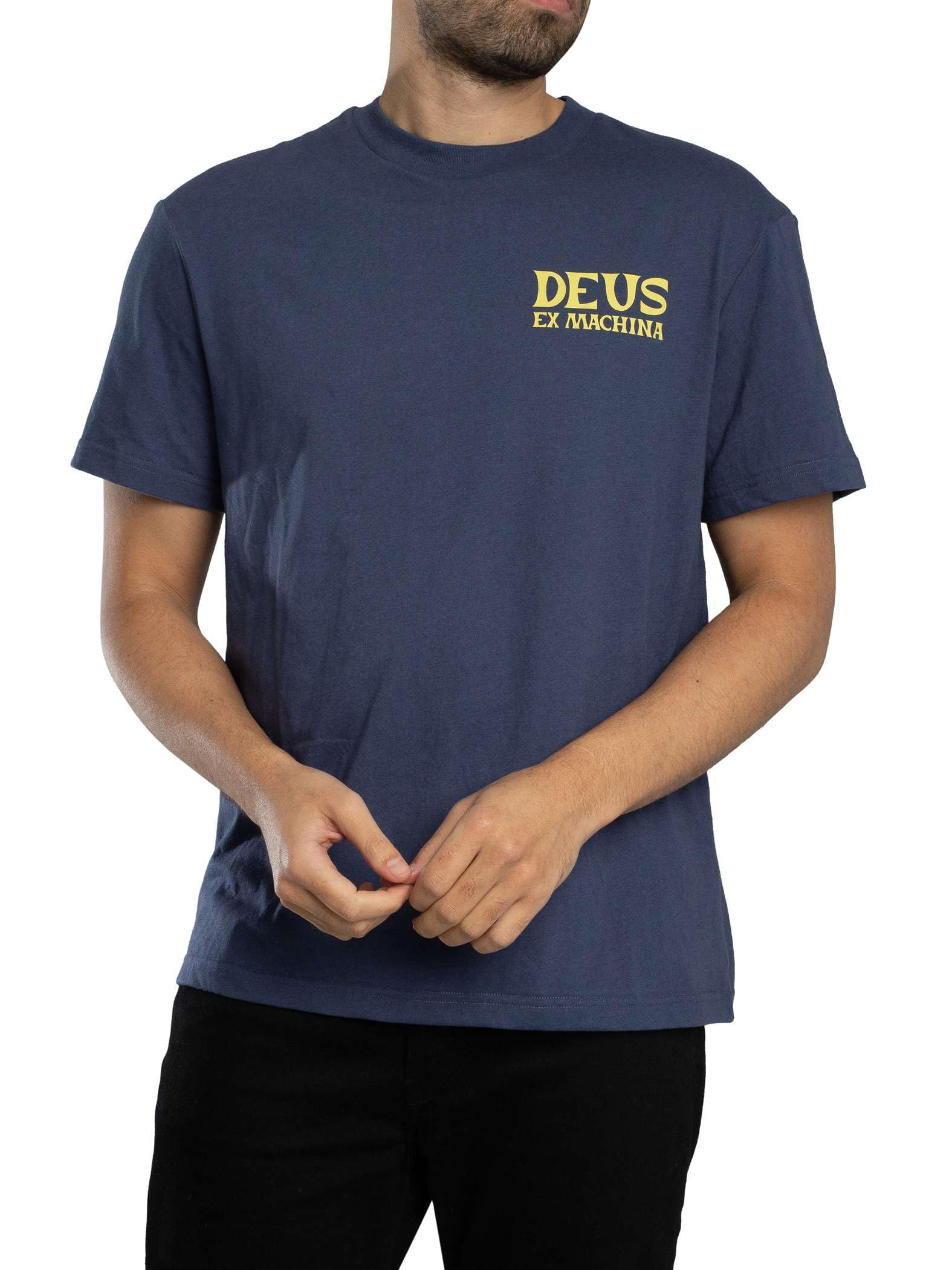 Deus Ex Machina Men's Chinook Back Graphic T-Shirt, Mechanic Blue, L
