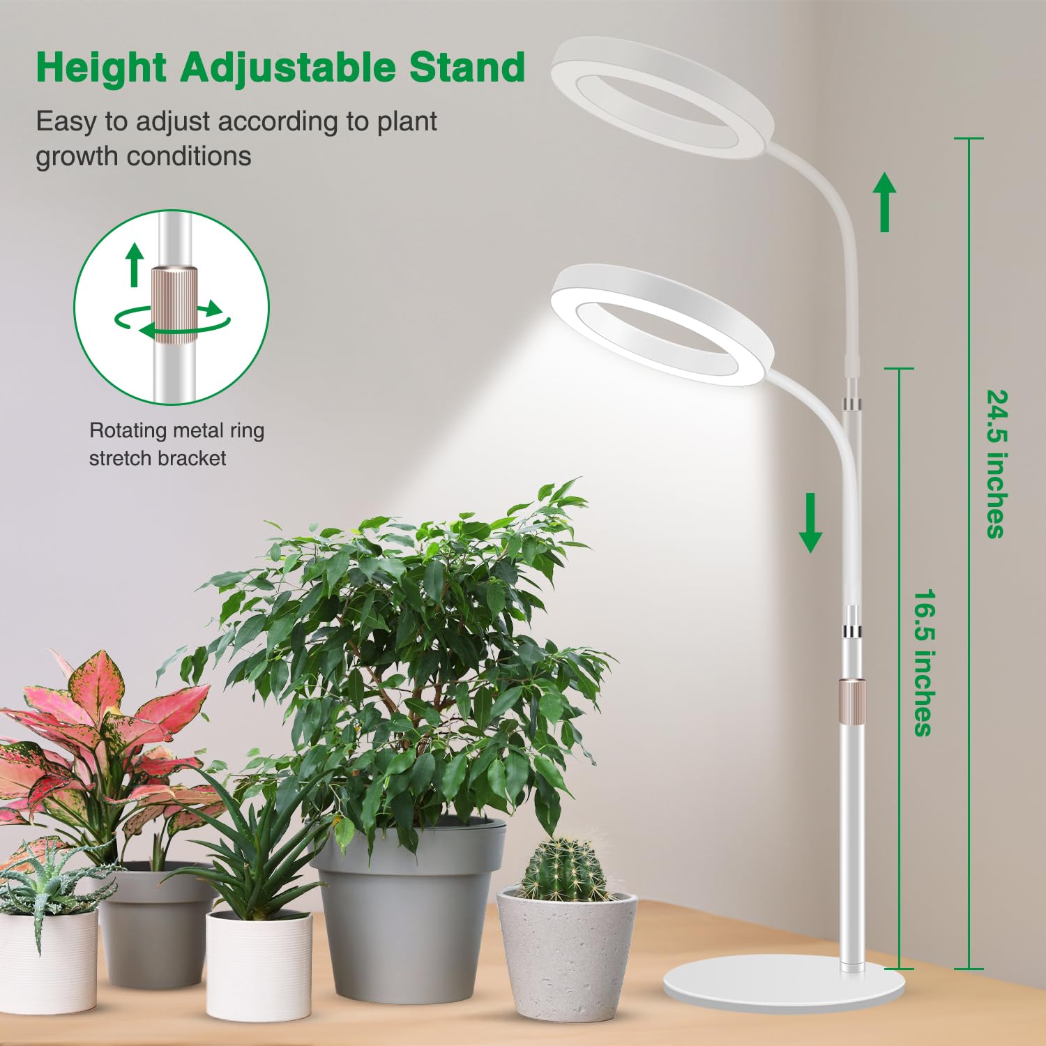 Aumtrly Grow Lights for Indoor Plants Full Spectrum Table Plant Light for Growing Small Plant 80 LED Halo Grow Lamp with Base - Image 2