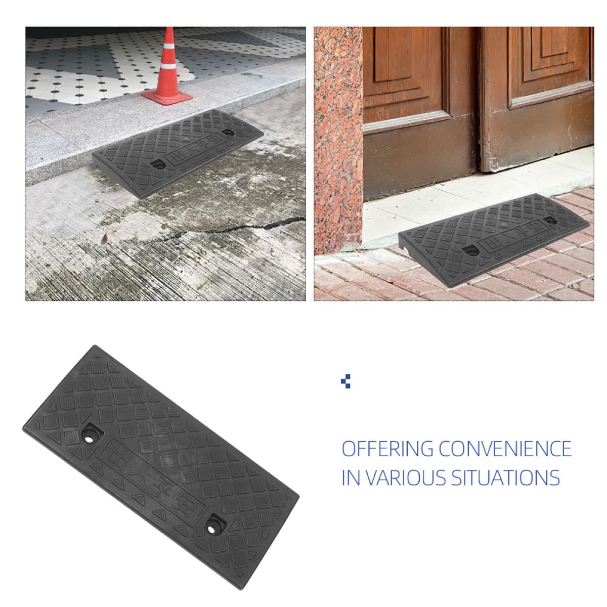 Rampa para Ruedas de Coche de 5 CM Textura Antideslizante Grabada, Ligera para Accesos Hogar y Rampas para Scooters
