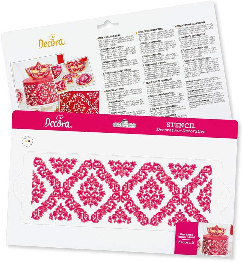 Decora Damask Stencil, Plastic, Transparent, 10 x 30 cm
