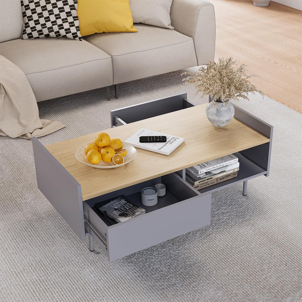 Vicco Table Basse Velina, Gris, 100x50cm