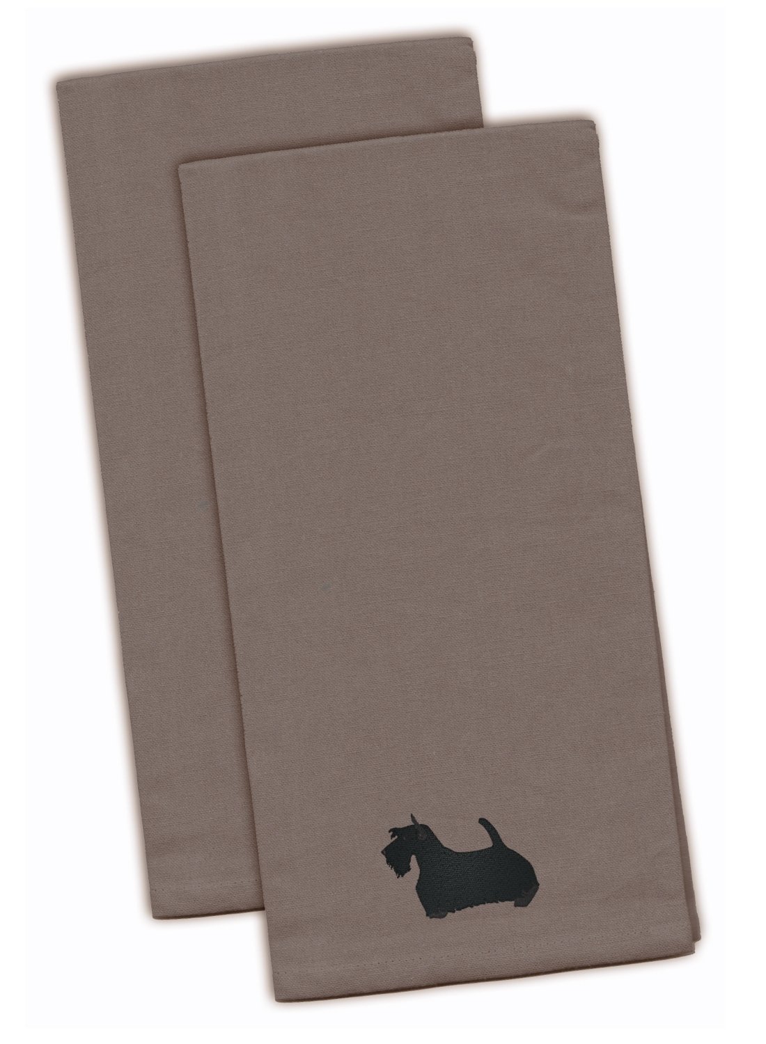 Caroline's Treasures BB3469GYTWE Lot de 2 torchons de Cuisine brodés en Tissu Motif Terrier écossais Gris