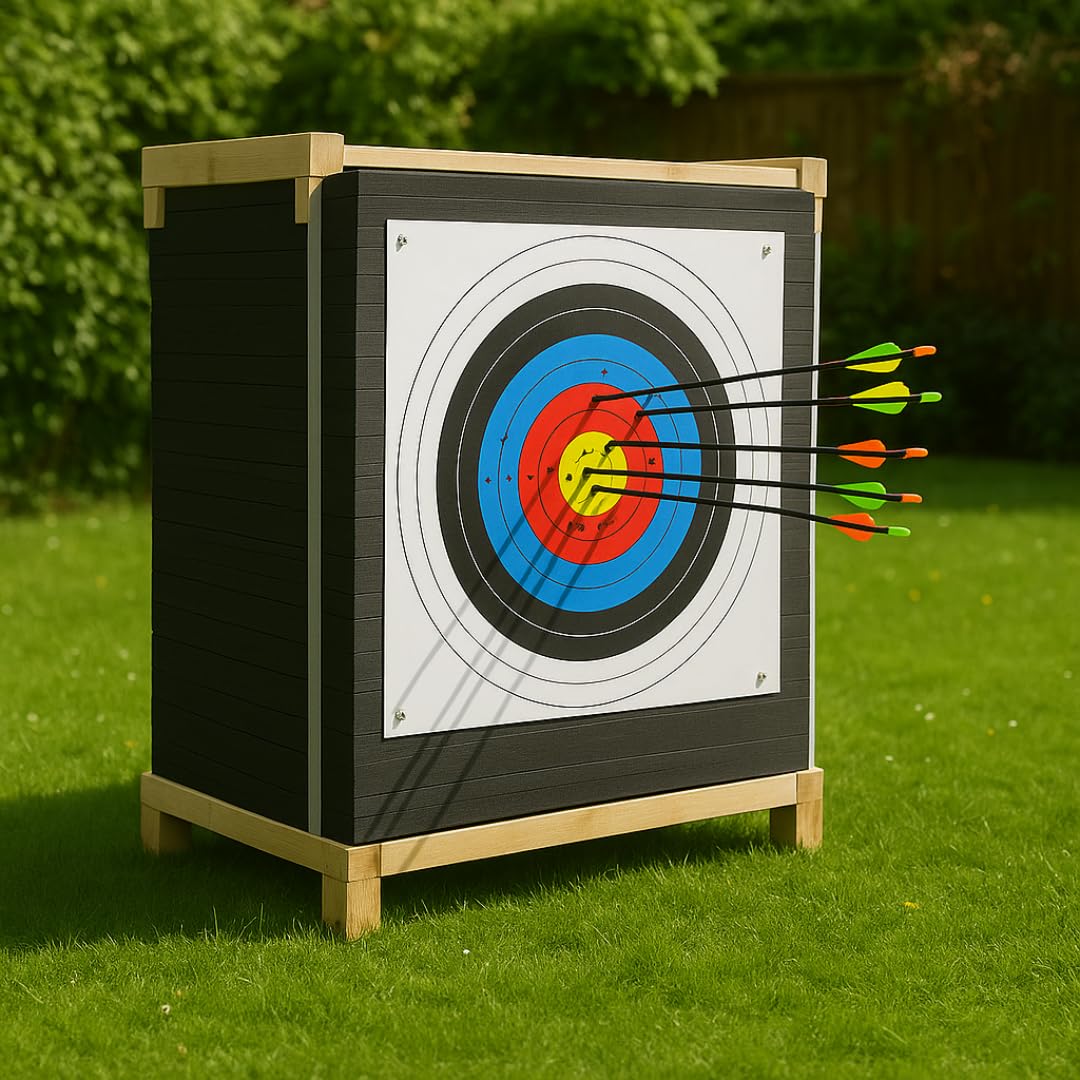 Target TECH Rhino Zielscheibe 60x60x30 cm [*] | Schaumscheibe mit Lamellen für Bogenschießen & Armbrust bis 225 lbs, selbststehend, pfeilschonend, robust