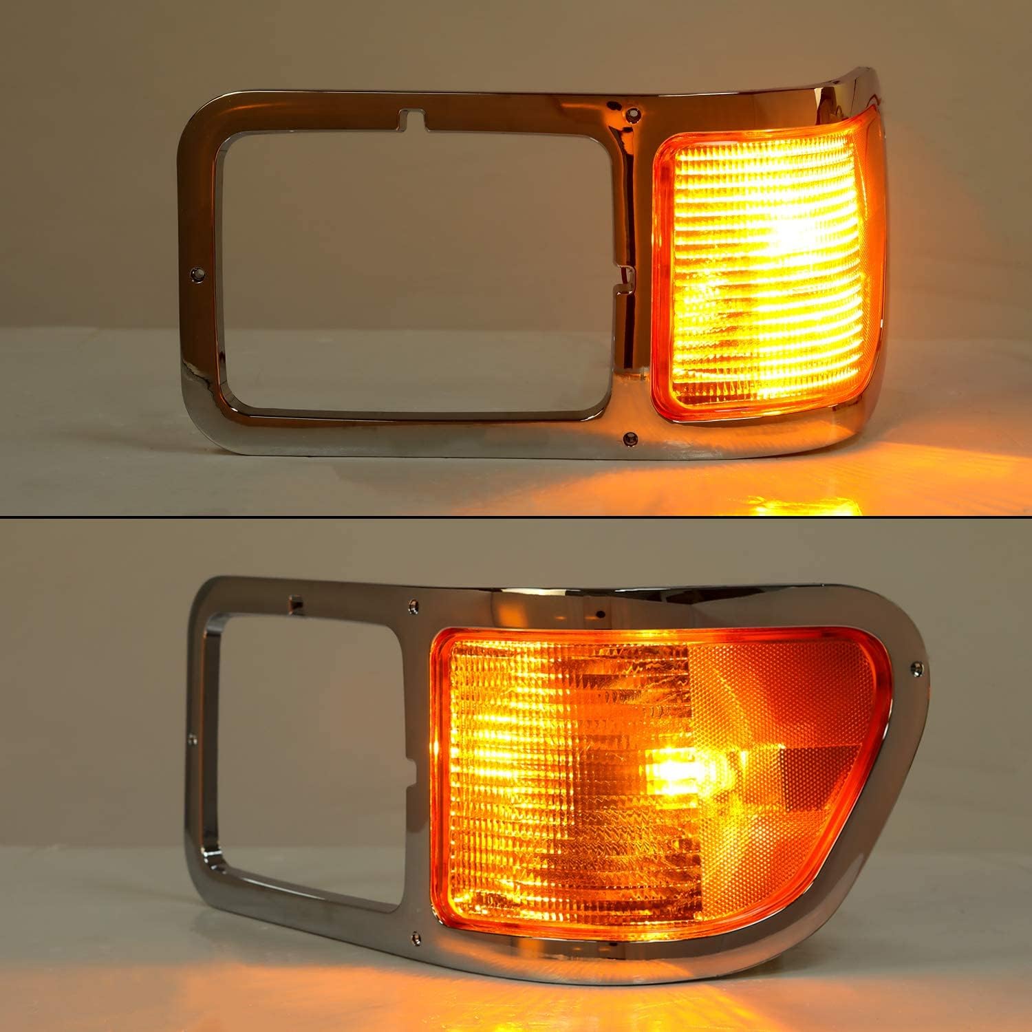 HECASA Corner Light Headlight w/Park Light Left Compatible with 2000-2015 FORD F650 / F750 Headlamp w/Chrome Bezel Driver Side Replacement for FO2520196