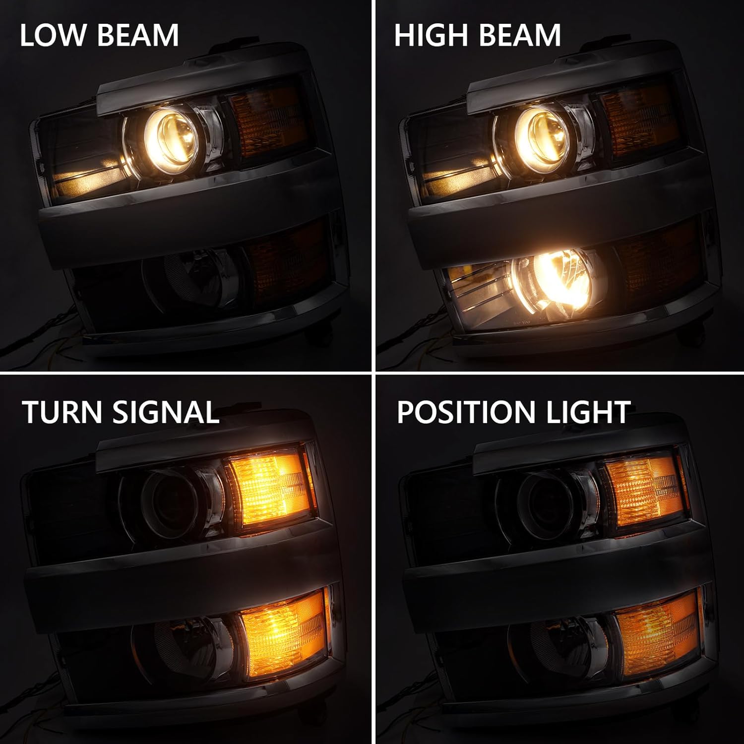 FIONE Halogen Headlight Assembly Compatible with Chevy Silverado 2500 3500 HD 2015-2019 GM2502416 84388592 Chrome Housing Headlamp LH Left Driver