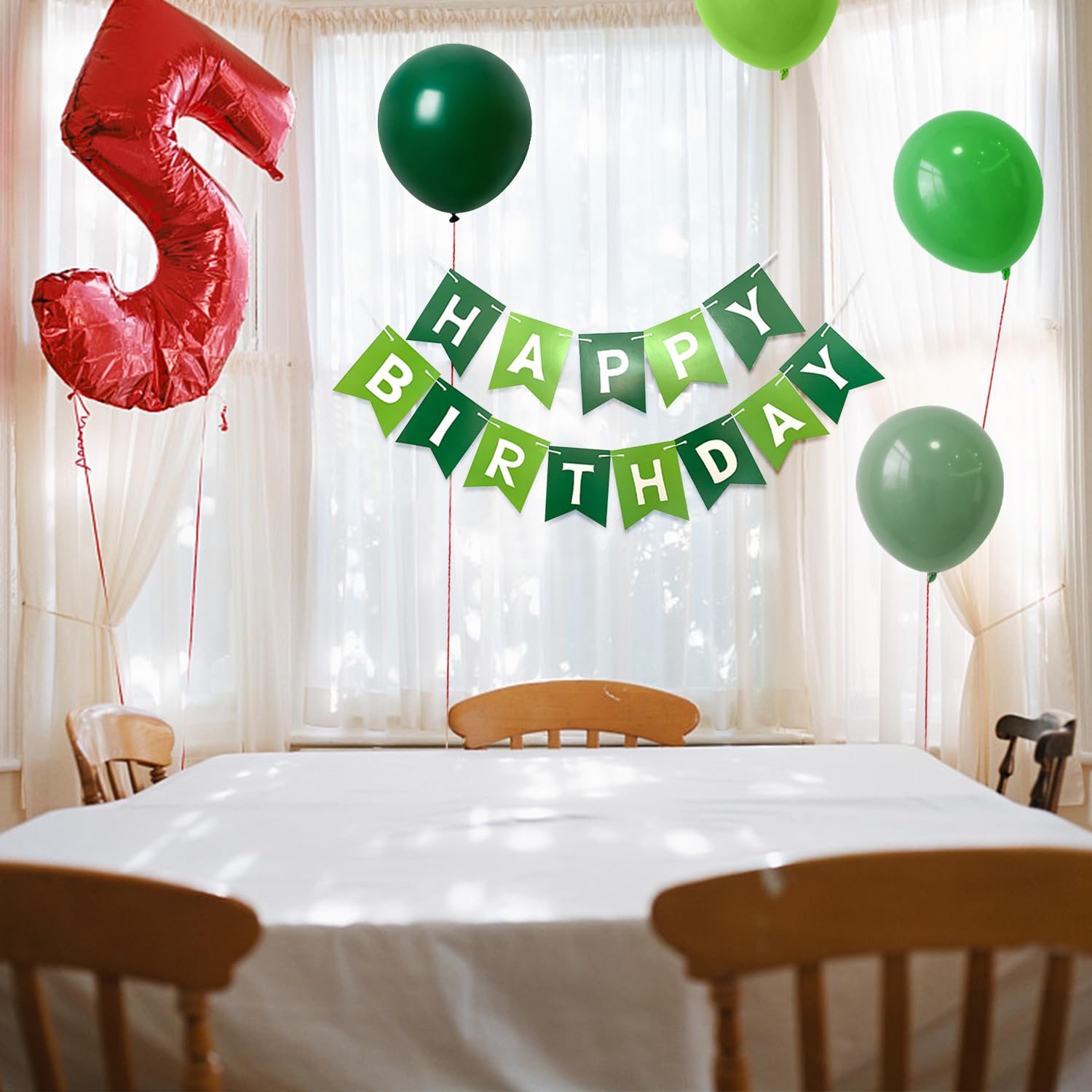 1 stuk Happy Birthday-banner met 12 stuks macaron-ballonnen, bronzen lettervlag, verjaardagsfeestdecoratie, slinger, geschikt voor binnen en buiten (donkergroen
