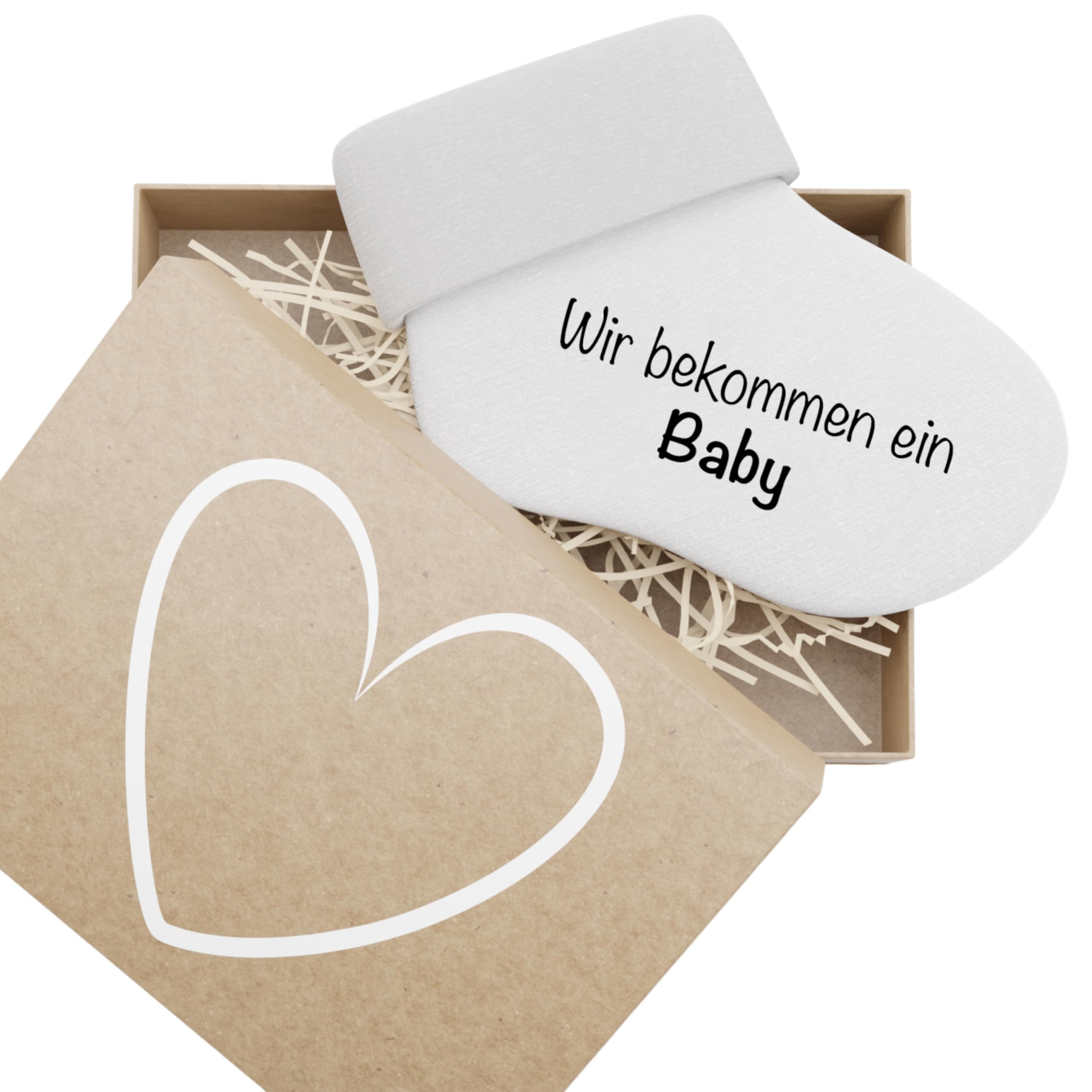 bunnyboo Schwangerschaft verkünden - Babysocken mit verschiedenen Aufdrucken und Geschenkbox (Wir bekommen ein baby)