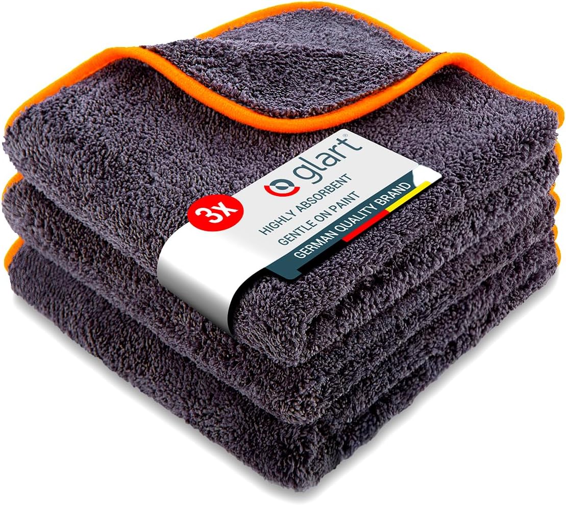 443TPO 3 Super Absorbent Microfibre Thick Plush Cloths 40 x 40 cm, for Car Drying, Detailing, Polishing, Cleaning, Wash, Anthracite