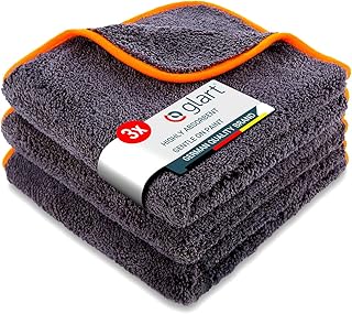 Sponsored Ad – Glart 443TPO 3 Super Absorbent Microfibre Thick Plush Cloths 40 x 40 cm, for Car Drying, Detailing, Polishing, Cleaning, Wash, Anthracite