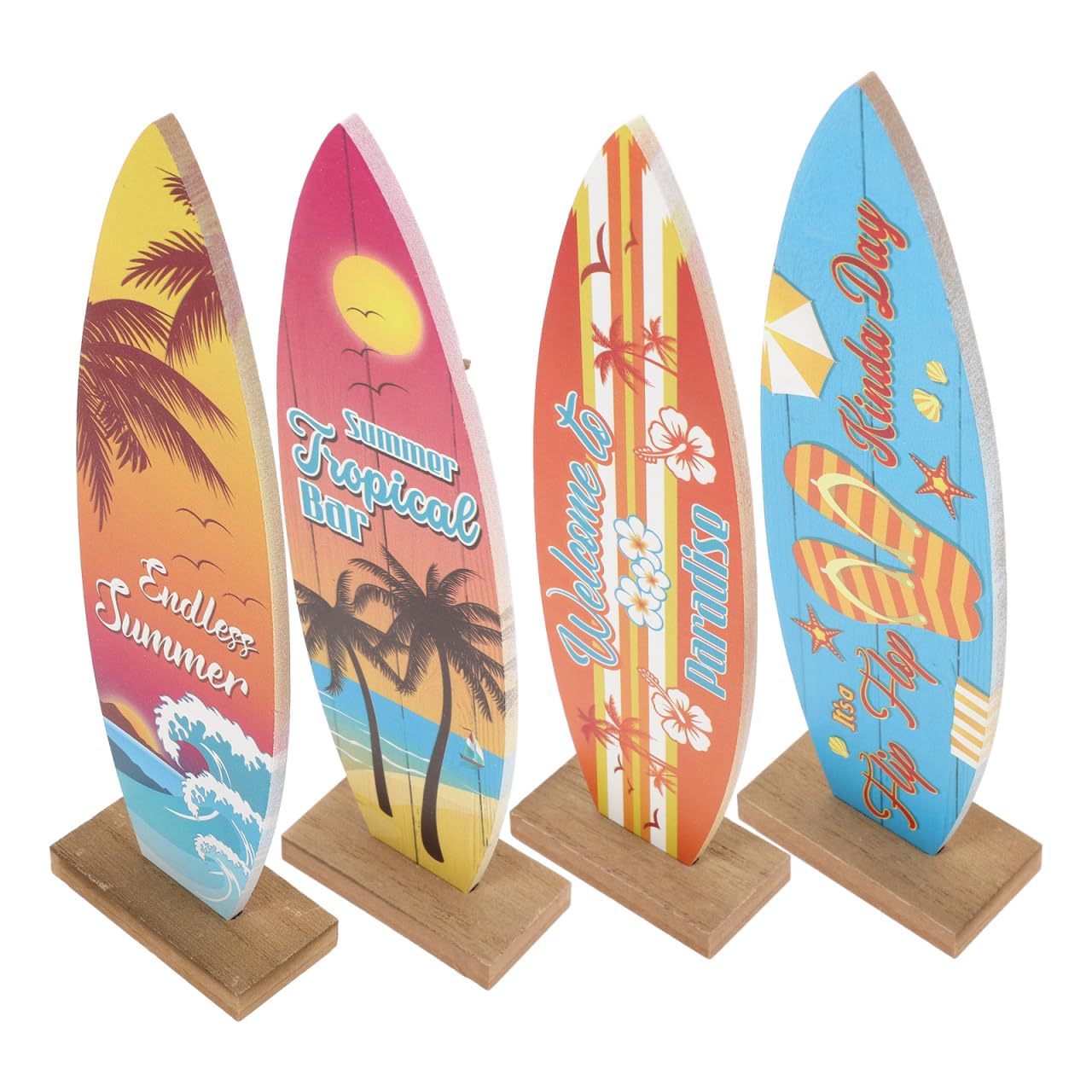 Set Di 3 Mini Tavole Da Surf In Legno: Decorazione Parete Stile Spiaggia, 45x16 Cm, Colorate