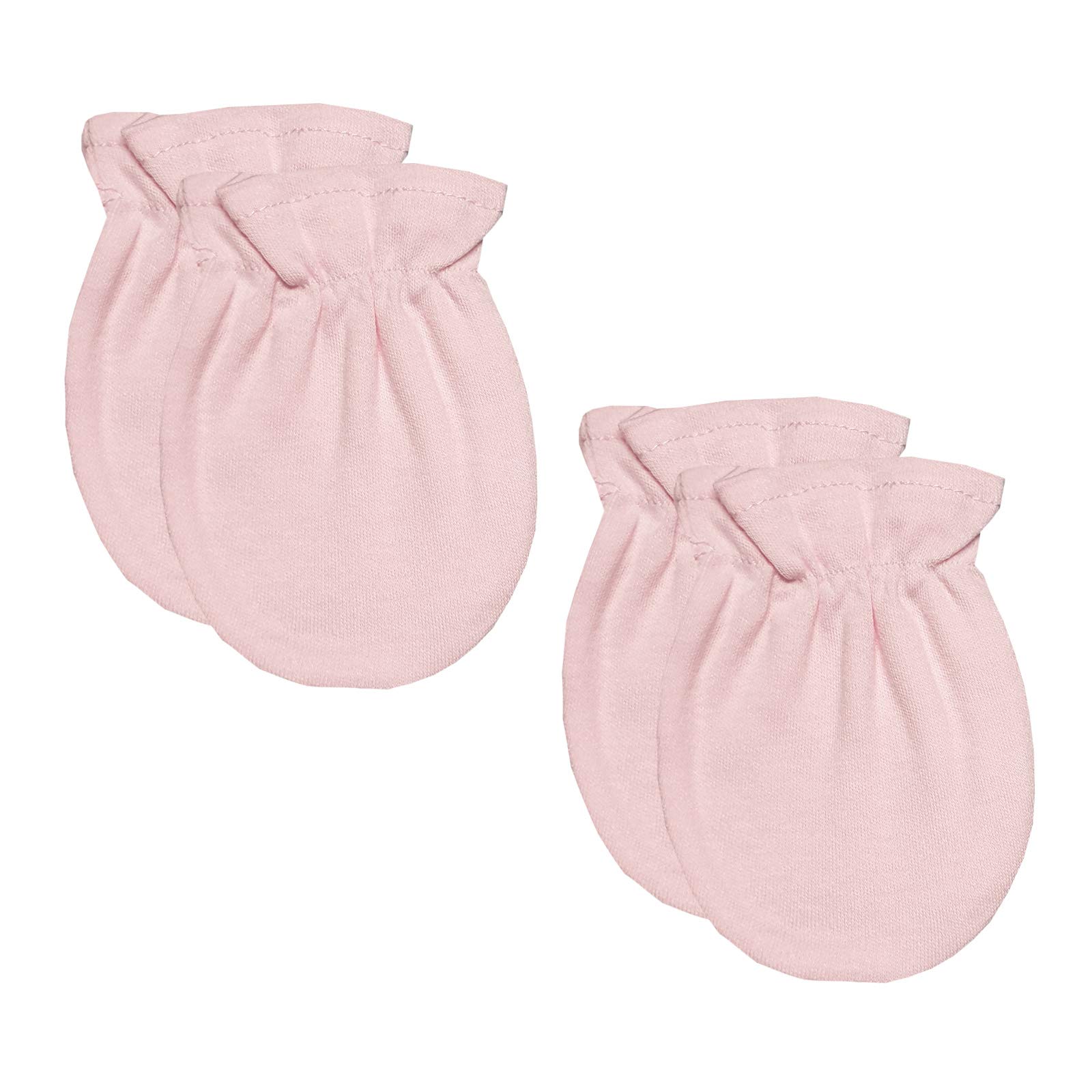 Just Too Cute 2 Or 4 Pairs Baby Mittens Boys Girls Cotton Elasticated Wrist Scratch Mittens 45JTC585 (2 Pairs Of Pink Mittens)