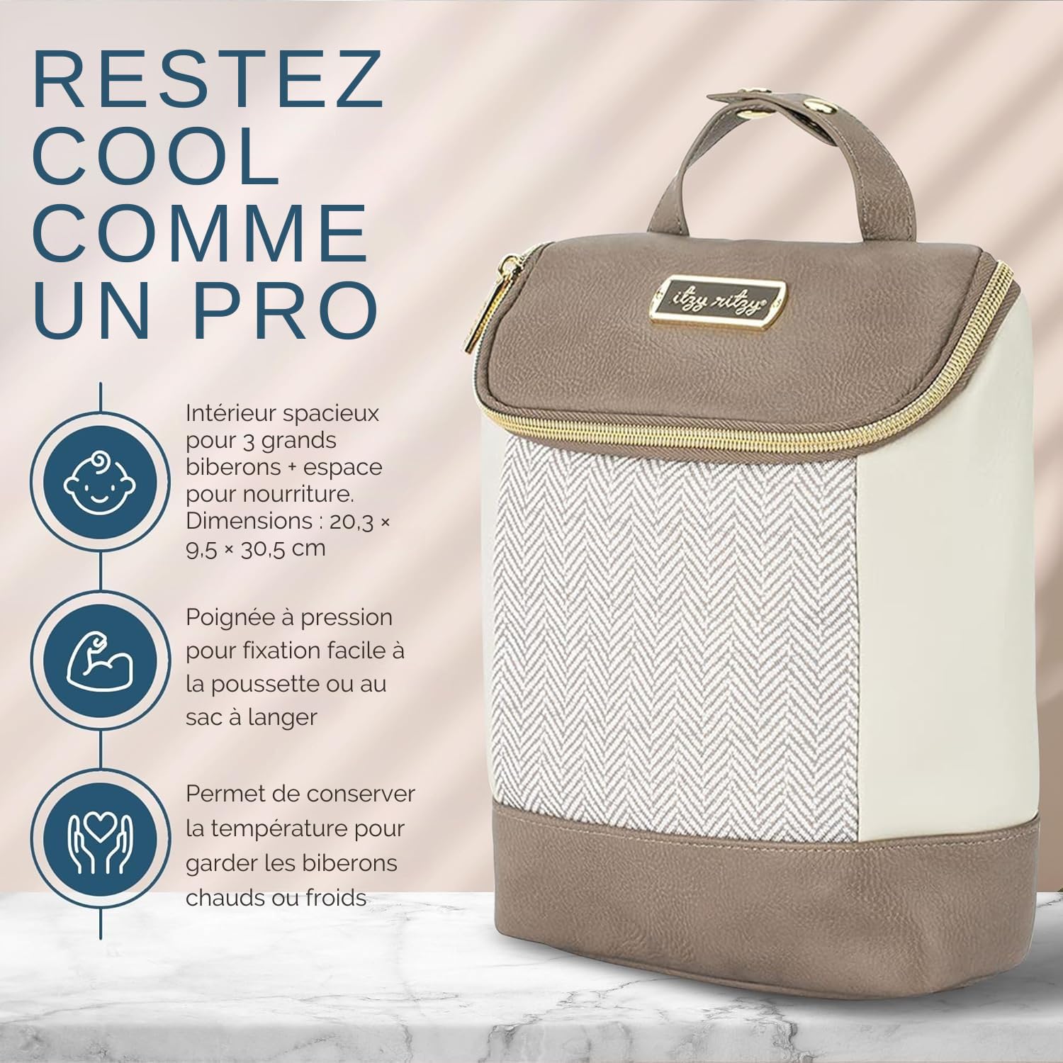 Itzy Ritzy Sac Isotherme pour Bouteille - Garde Les Bouteilles au Chaud ou au Frais - Peut contenir 3 Bouteilles et Dispose d'une Poche intérieure pour Poche de Glace (Non Incluse)