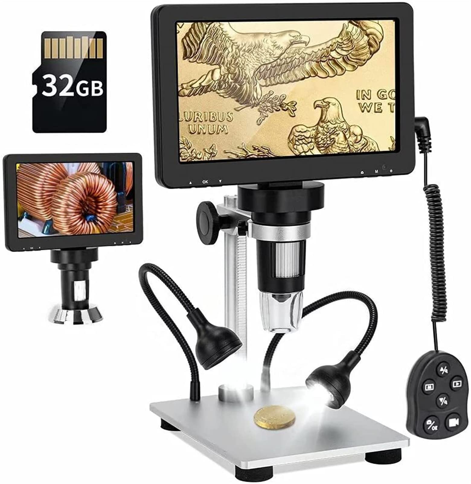Mikroskop, 50-1200x 7 cali LCD Mikroskop cyfrowy 108. 0p USB. Aparat mikroskopu wideo z pilotem przewodowym do płytki drukowanej PCB.