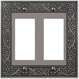 Amerelle 43RRAN English Garden Wallplate, 2 Rocker, Cast Metal, Antique Nickel, 1-Pack