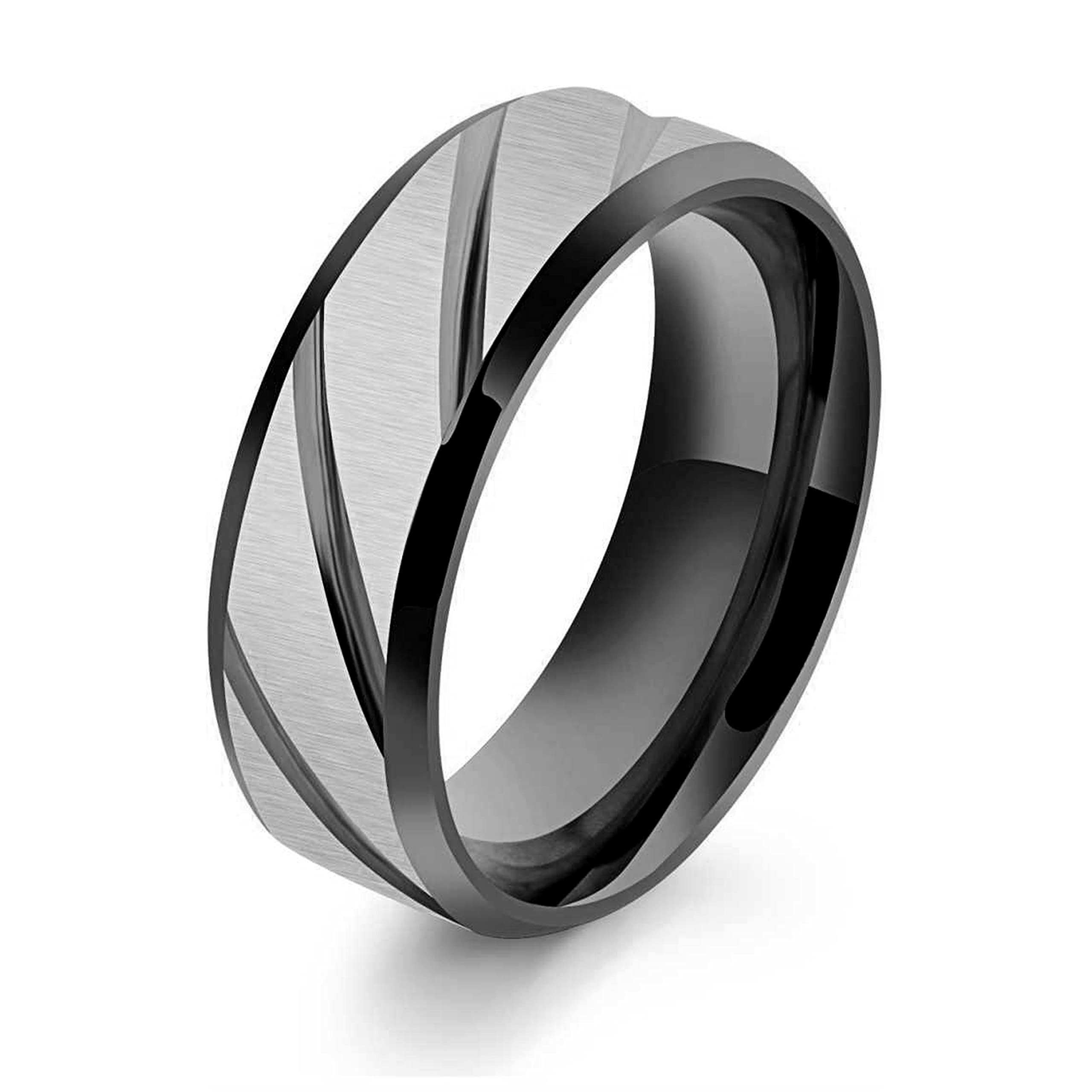 MEENAZTitanium Stainless Steel Stylish adjustable size proposal Couple band thumb Silver Platinum Blue combo Finger Ring for Men Mens couples gents unisex Boys Boyfriend MEN RINGS-AM051