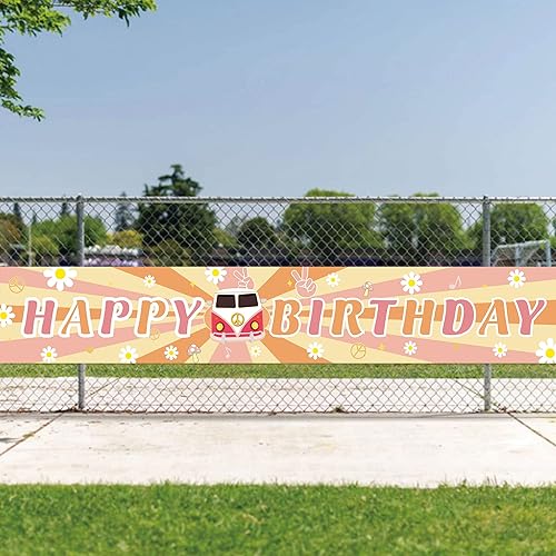 Miniatura 7 de LOONELO Groovy - Cartel largo con 118 x 19.7 pulgadas, cartel de decoración de fiesta de carnaval de los años 60, suministros de fiesta para