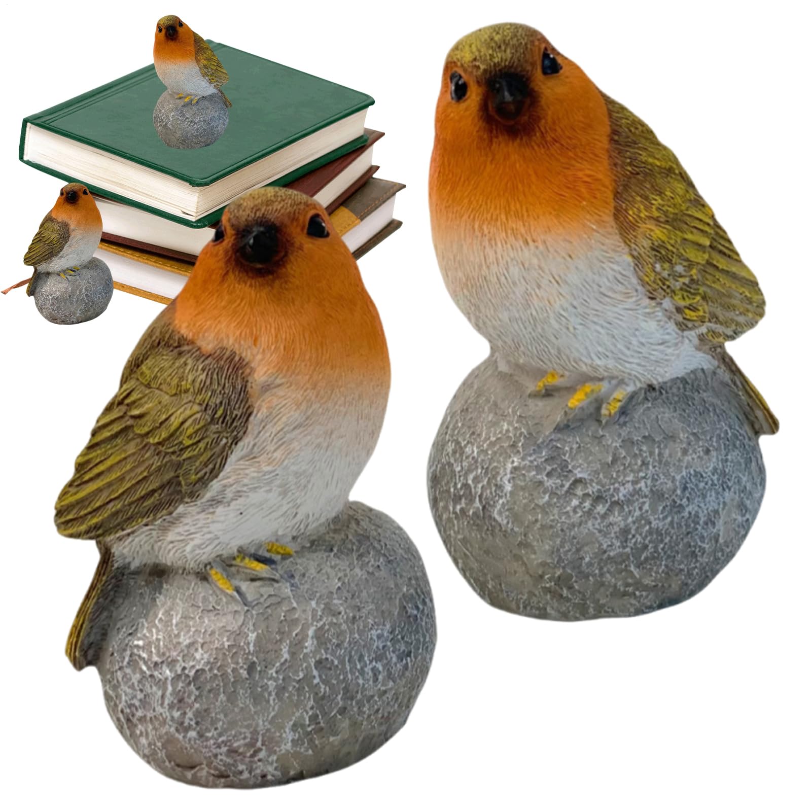 Décoration d'oiseaux d'extérieur en résine pour jardin et balcon | Lot de 2 figurines