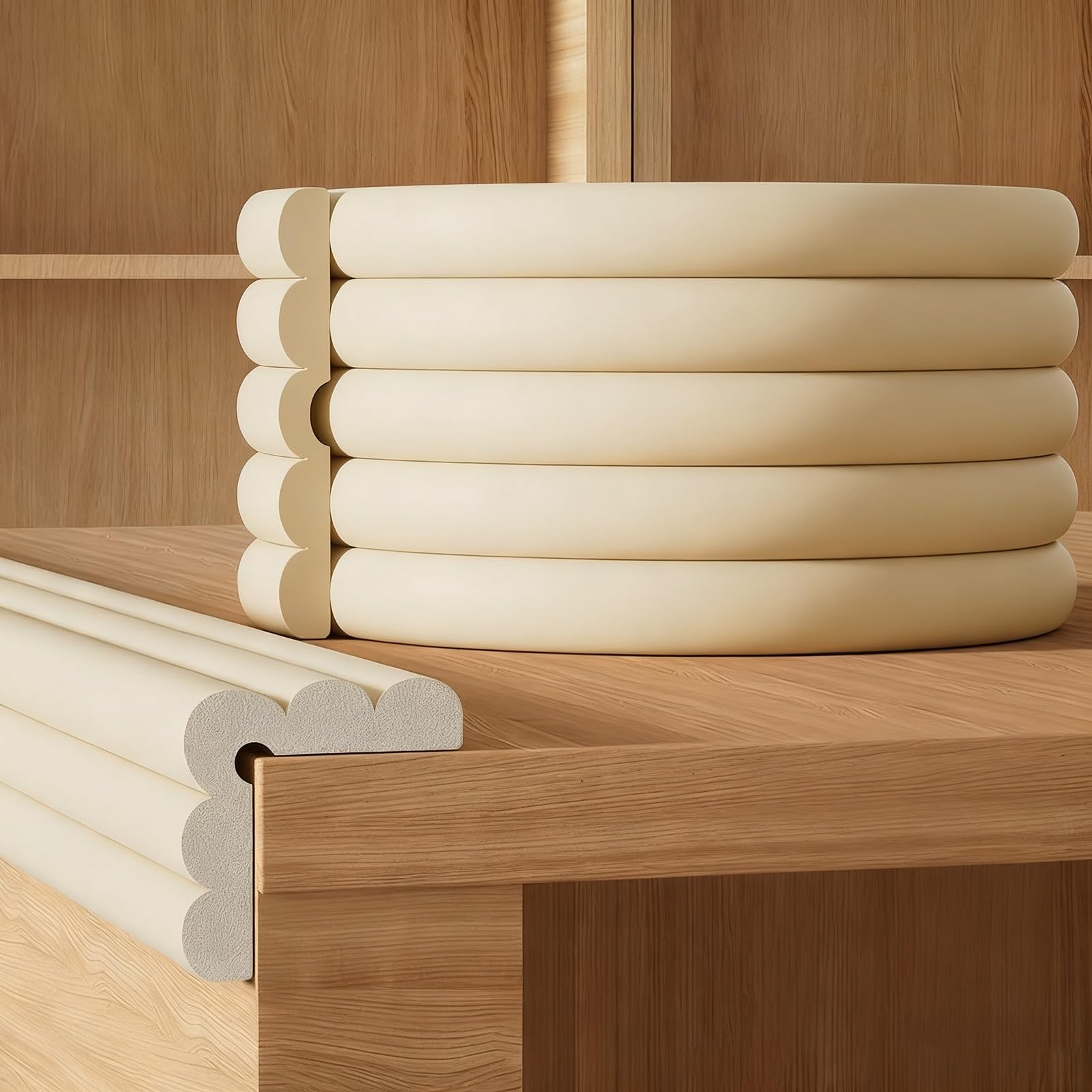 Protectores De Esquinas Y Bordes, Protector De Seguridad para Muebles En Forma De W De 78.7 Pulgadas, Cojín De Espuma De Goma Suave Autoadhesivo para Bordes De Muebles(Beige,10pcs)