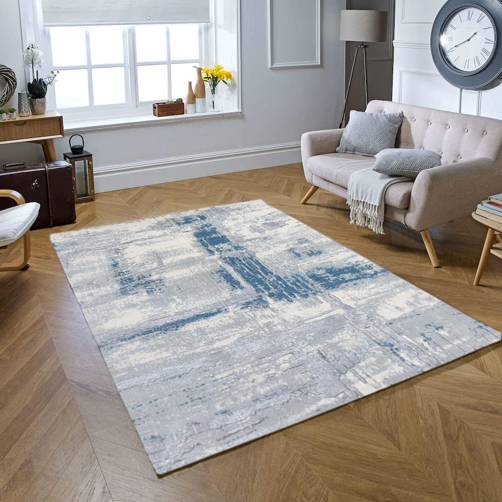 Abstract Living Room Carpet (Sky Blue, 300 x 400 cm (9.8 x 13.2 ft))
