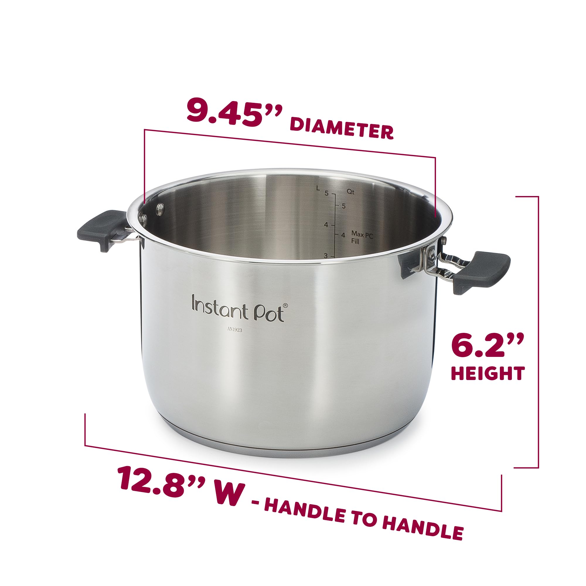 Instant Pot Uchwyty do gotowania ze stali nierdzewnej, 2,5 l Duo Evo Series Patelnia