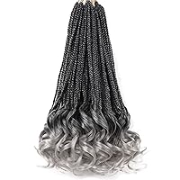Vista 67 de Cabello de ganchillo con rizos franceses, trenzas de cabello de ganchillo con puntas rizadas, 14 pulgadas, preenlazadas, trenzas de caja tipo diosa