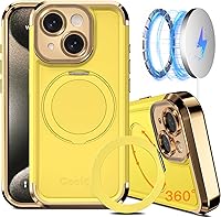Vista 14 de COOLQO Funda para iPhone 14 de 6.1 pulgadas, Soporte Magnético Giratorio 360° Mejorado [Compatible con Magsafe][Protección contra Caídas de Grado