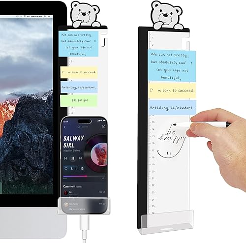 Miniatura 13 de Accesorios de escritorio de oficina, 2 unidades, multifunción, tablero de notas para monitor de computadora, panel lateral transparente, panel