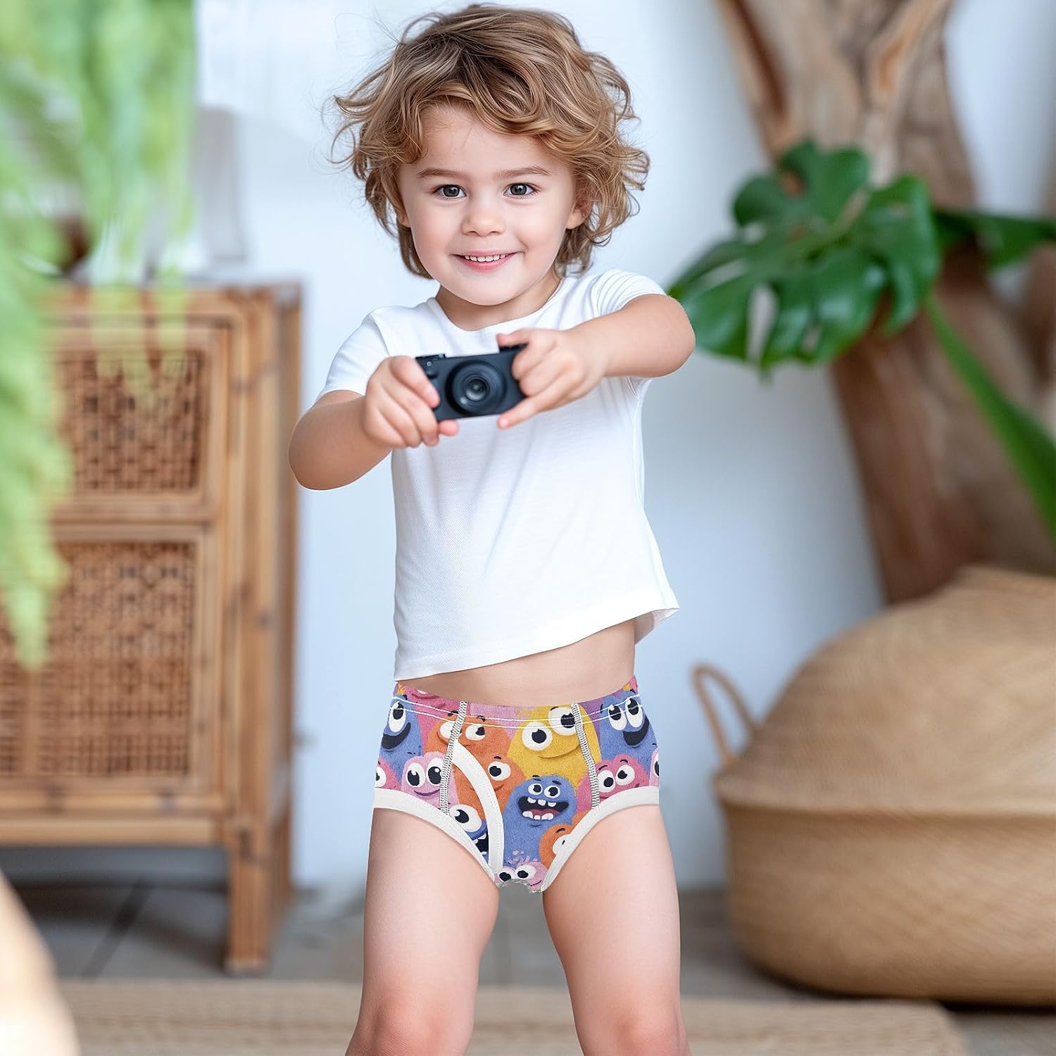 visesunny Boys Training Underwear Cartoon Monster Face Breathe Cotton Potty Briefs Size 2T-8Y-8Y for Toddler 2T-8Y