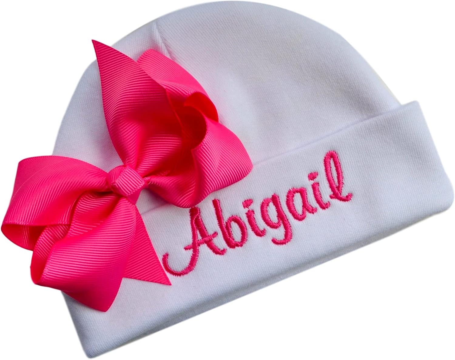 Baby Girl Embroidered INITIAL Bodysuit and MATCHING Grosgrain Bow Hat Personalized with Your Custom Name