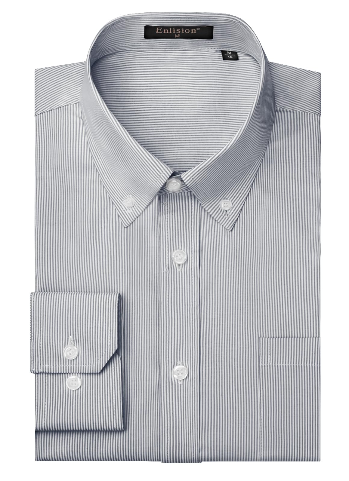 Enlision Camisa de Vestir Manga Larga para Hombre Camisas de Rayas con Botones Regular Fit