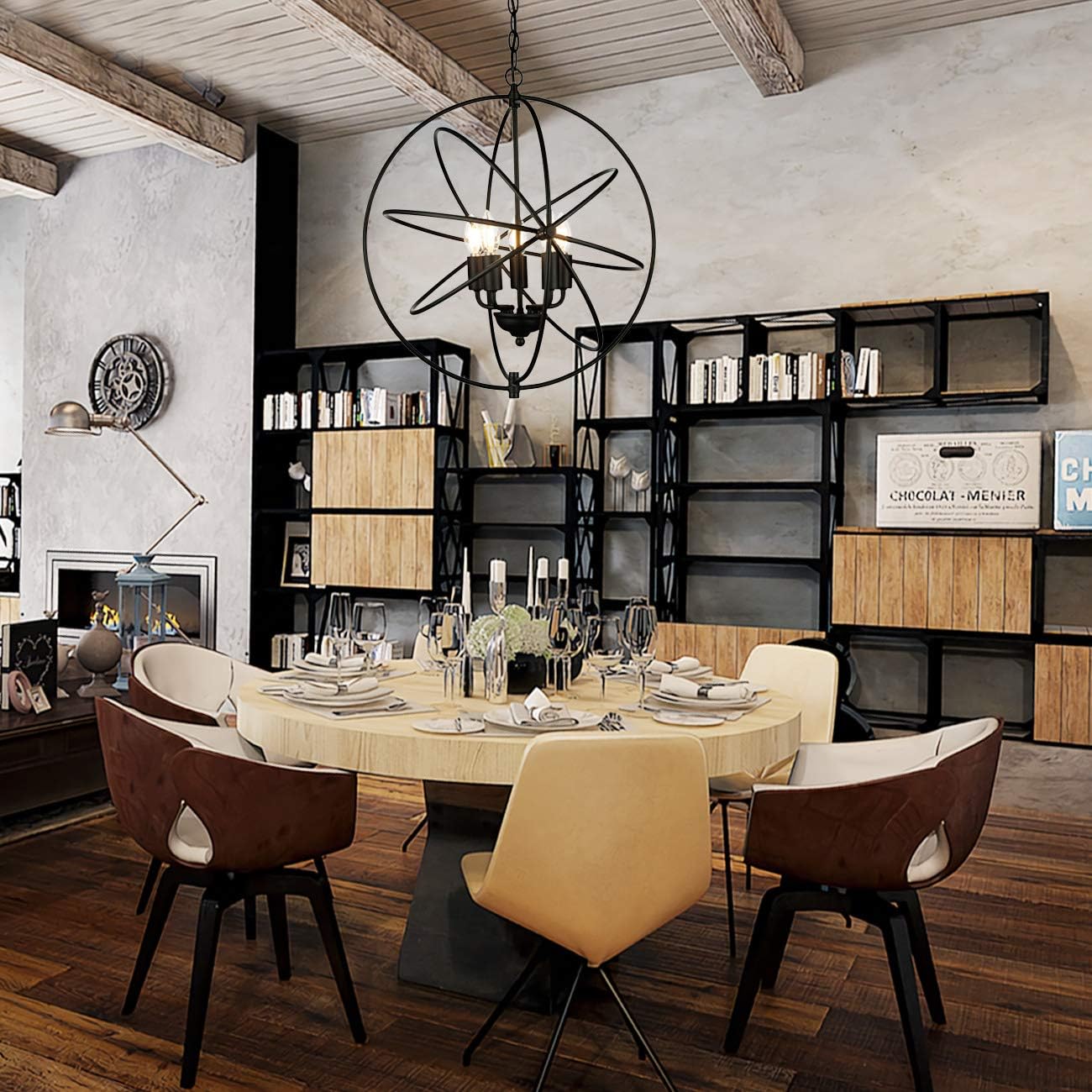 Bеѕt Dеаl 🛒 Riomasee Sphere Pendant Light,20 inch Orb Globe Chandelier 5 Lights Indoor Foyer Chandelier Hanging Light for Dining,Living Room